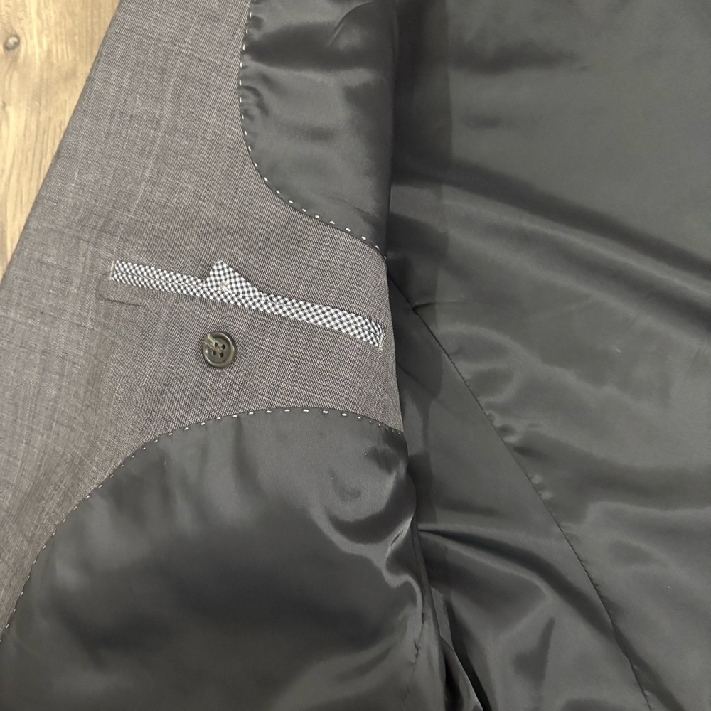 CHAPS Mens Suit Jacket Sport Coat Blazer Size 44R Gray Wool Blend Classic Office - Picture 11 of 12